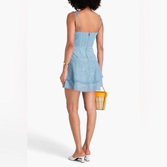 EUC ALICE + OLIVIA ROSETTE SWEETHEART NECK RUFFLE MINI DRESS SZ 10 SOLD OUT - Picture 4 of 11